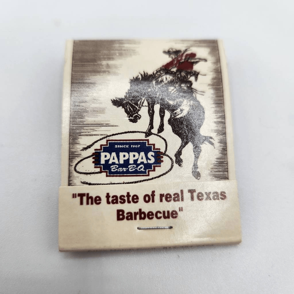 Vintage Matchbook Pappa's Rural Texas BBQ Restaurant Houston 1994