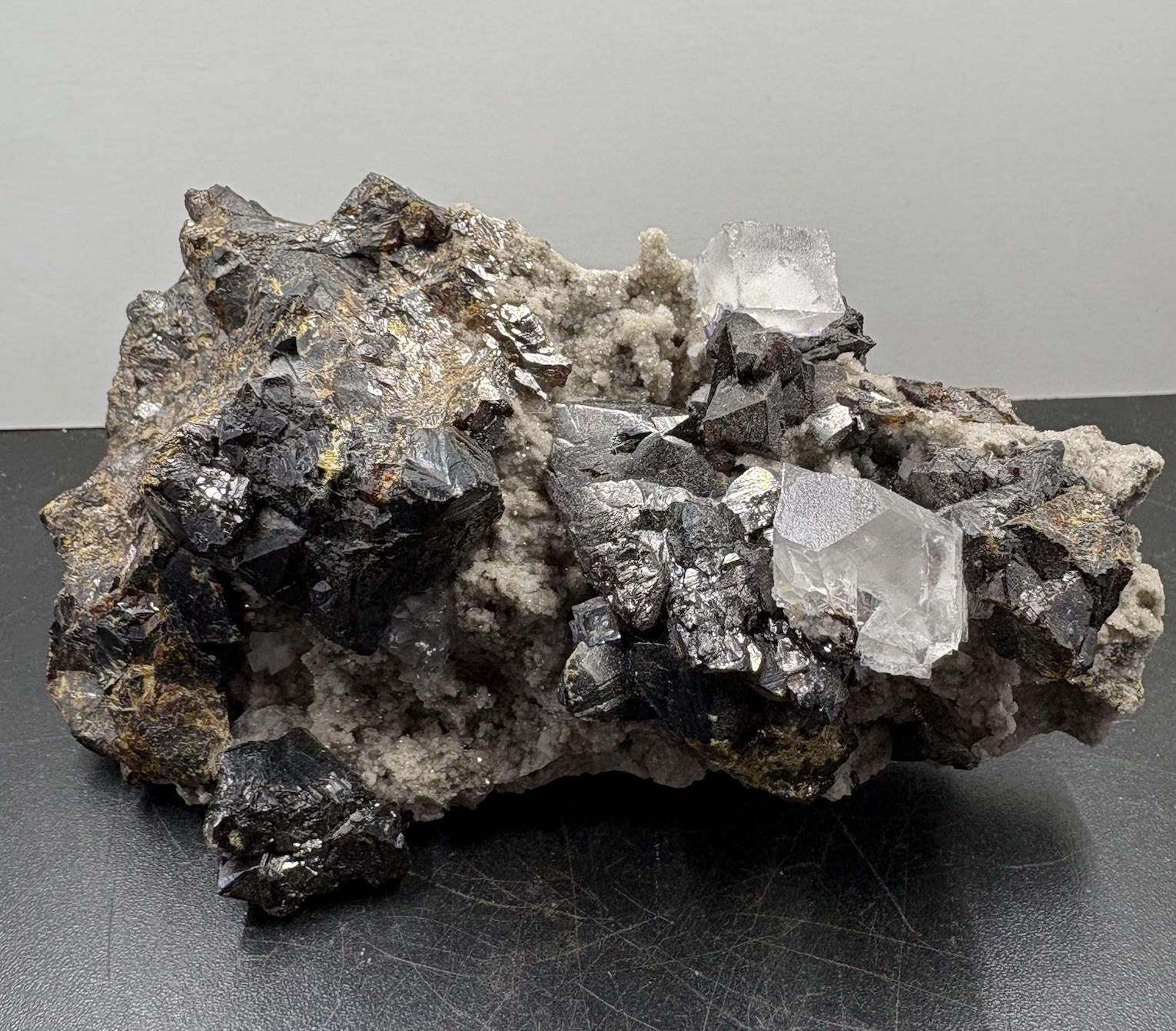 Cubic Fluorite on Sphalerite & Galena Crystal Cluster Mineral Cubic Fluorite on Sphalerite & Galena Crystal Cluster Mineral