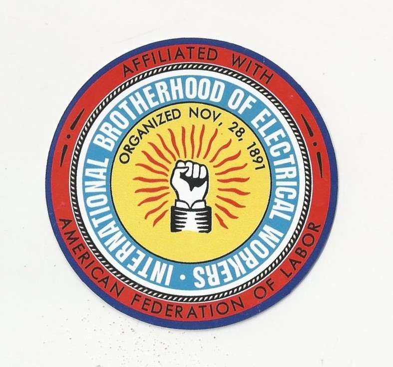 IBEW International Brotherhood Electrical Workers UNION left-handed fist Sticker IBEW International Brotherhood Electrical Workers UNION left-handed fist Sticker