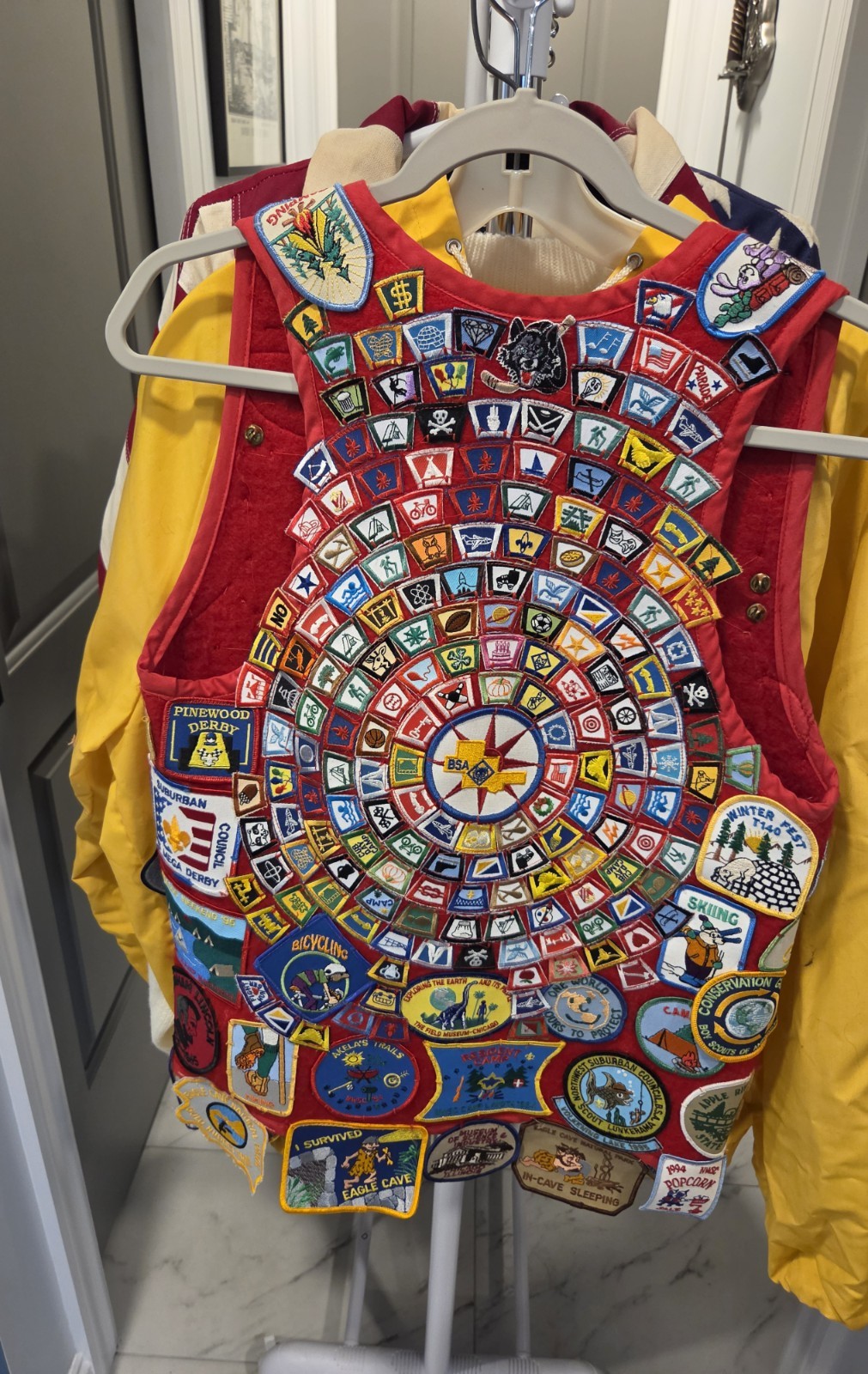 Huge Vintage BSA Brag Vest 200+ Patches Pins Medal Cub Scout 1990s IL