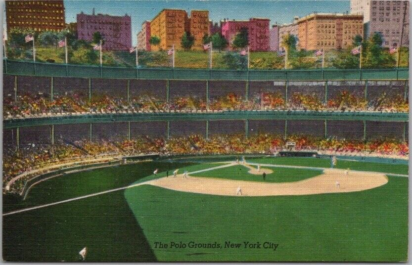 New York City POLO GROUNDS Postcard Giants Stadium / Colourpicture Linen 1940s
