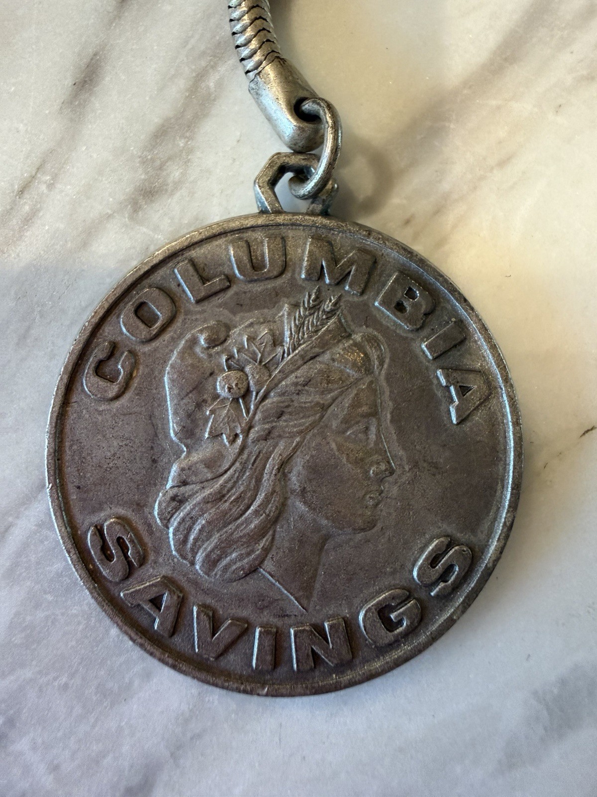 Vintage Columbia Savings & Loan Keychain Return Mail Key Fob Los Angeles CA 