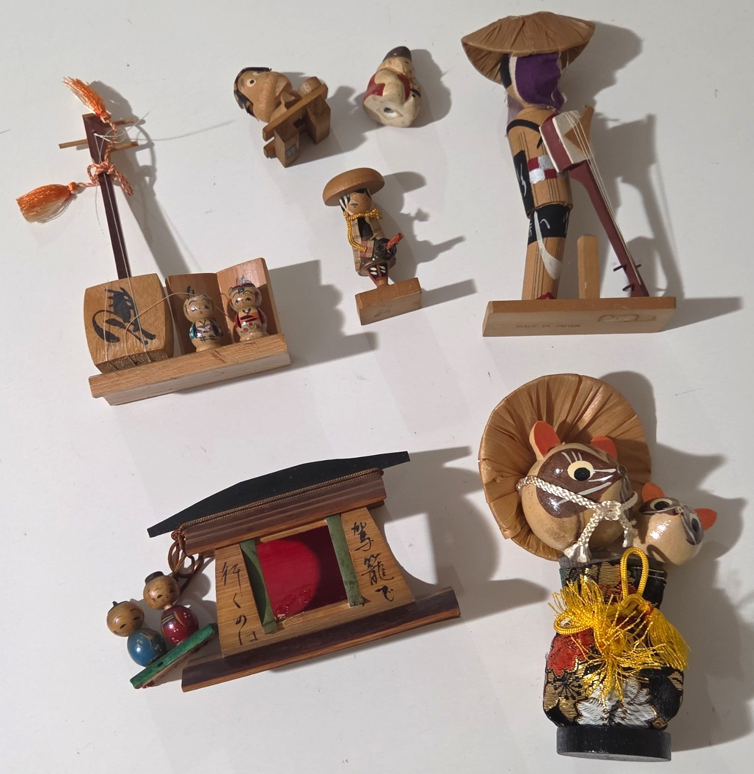Vintage Japanese Made in Japan Mini Wooden Figurines Lot of 7 Miniatures Vintage Japanese Made in Japan Mini Wooden Figurines Lot of 7 Miniatures