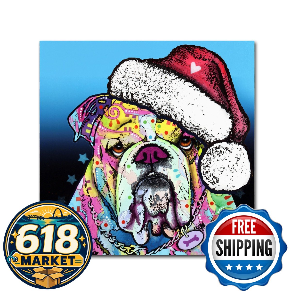 Trademark Fine Art Dean Russo 'the Bulldog Christmas' Canvas Art Trademark Fine Art Dean Russo 'the Bulldog Christmas' Canvas Art