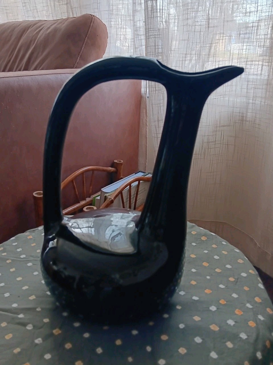 Jaru Art Products Bird Pitcher Black. Gorgeous Lines 12” Tall