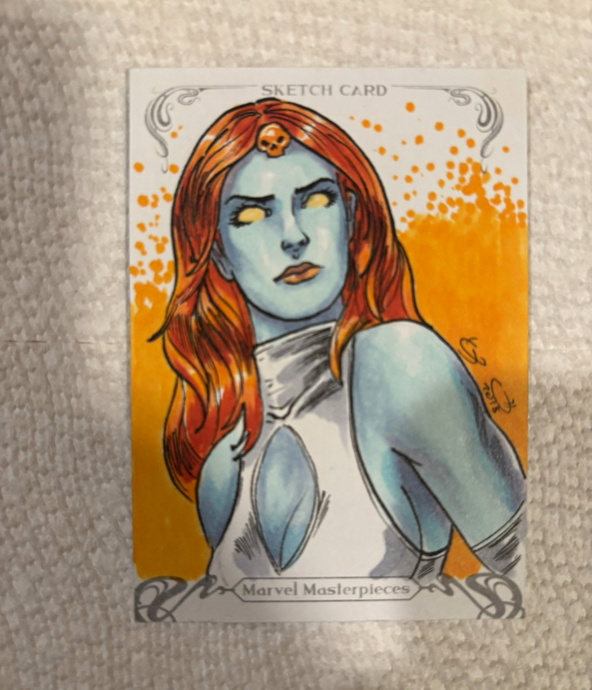 Upper Deck 2015 Marvel Masterpieces Mystique Sketch 1/1 George Vega Upper Deck 2015 Marvel Masterpieces Mystique Sketch 1/1 George Vega
