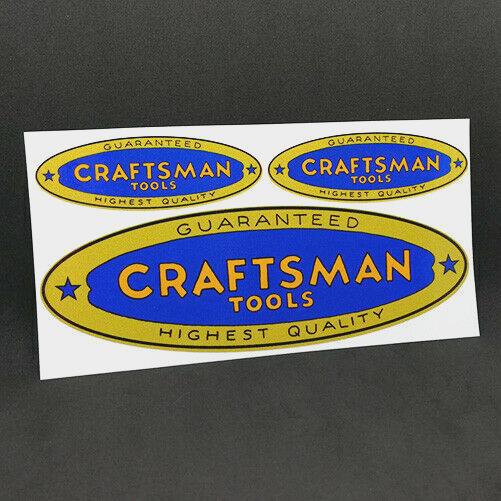 CRAFTSMAN TOOLS x 3 Vintage Style DECALS, Vinyl STICKERS