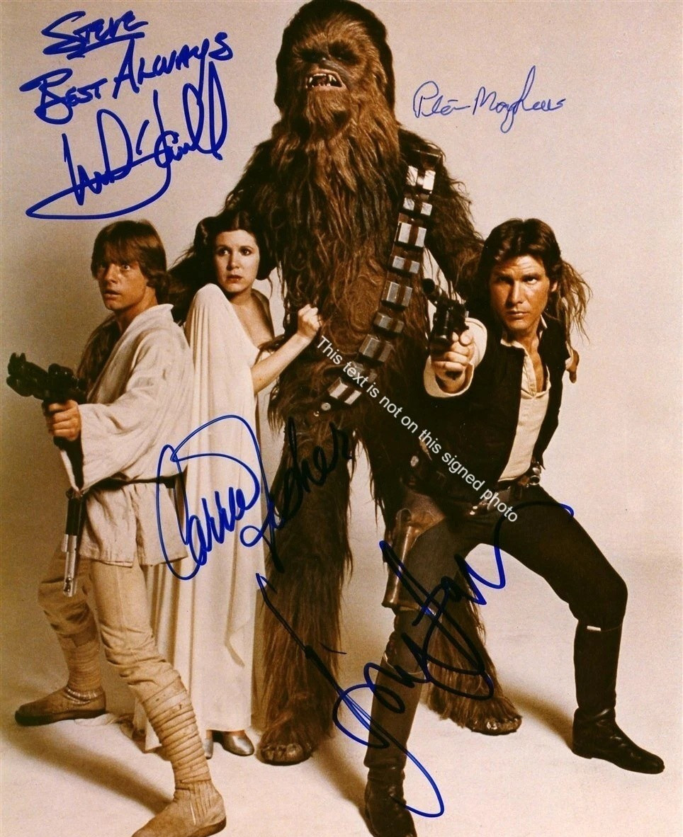 Mark Hamill Carrie Fisher Harrison Ford Star Wars Signed Autograph Photo HD180
