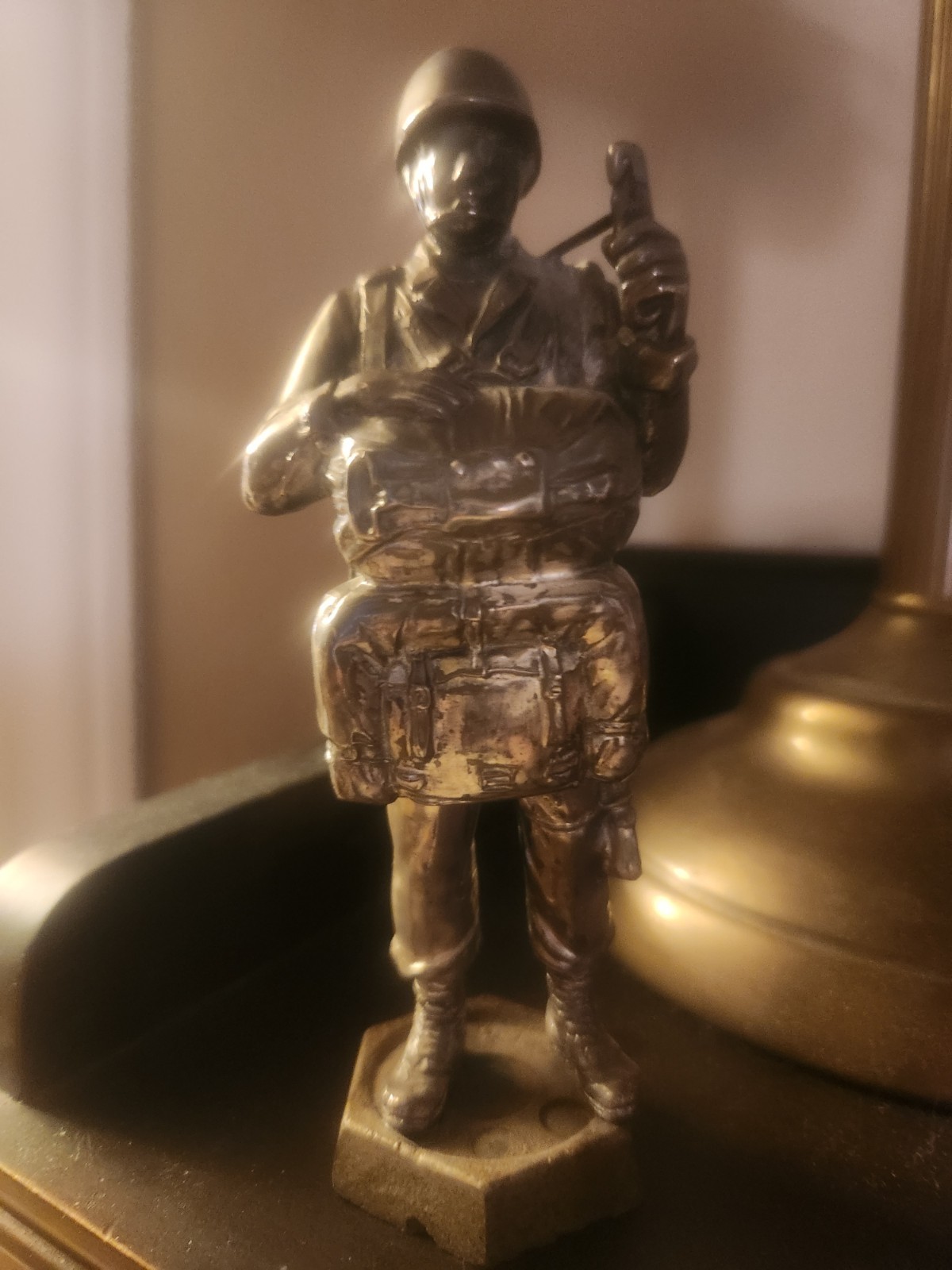 Vintage Military Soldier Trophy Award Statue Paratrooper Figure WW2 Style