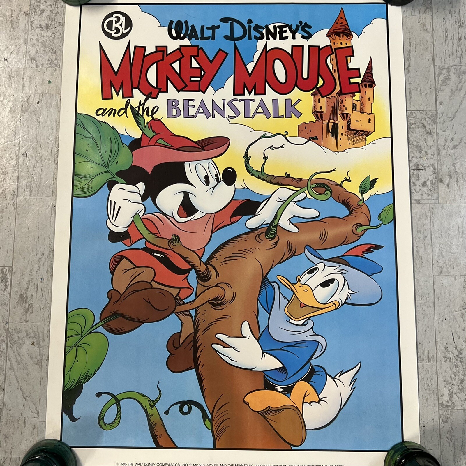 Vtg 1986 Walt Disney Mickey Mouse & the Beanstalk Poster Donald Duck Carl Barks Vtg 1986 Walt Disney Mickey Mouse & the Beanstalk Poster Donald Duck Carl Barks