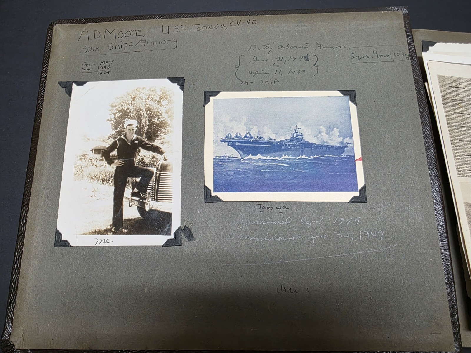 Vtg 1946-1963 Navy Album USS Tarawa Queens Surf Waikiki Hawaii Tiki Scrapbook