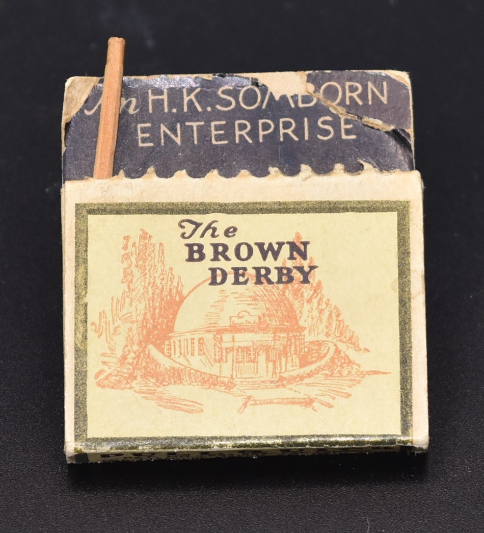 Vintage Brown Derby Matchbook 3 locations California Pullquick Vintage Brown Derby Matchbook 3 locations California Pullquick