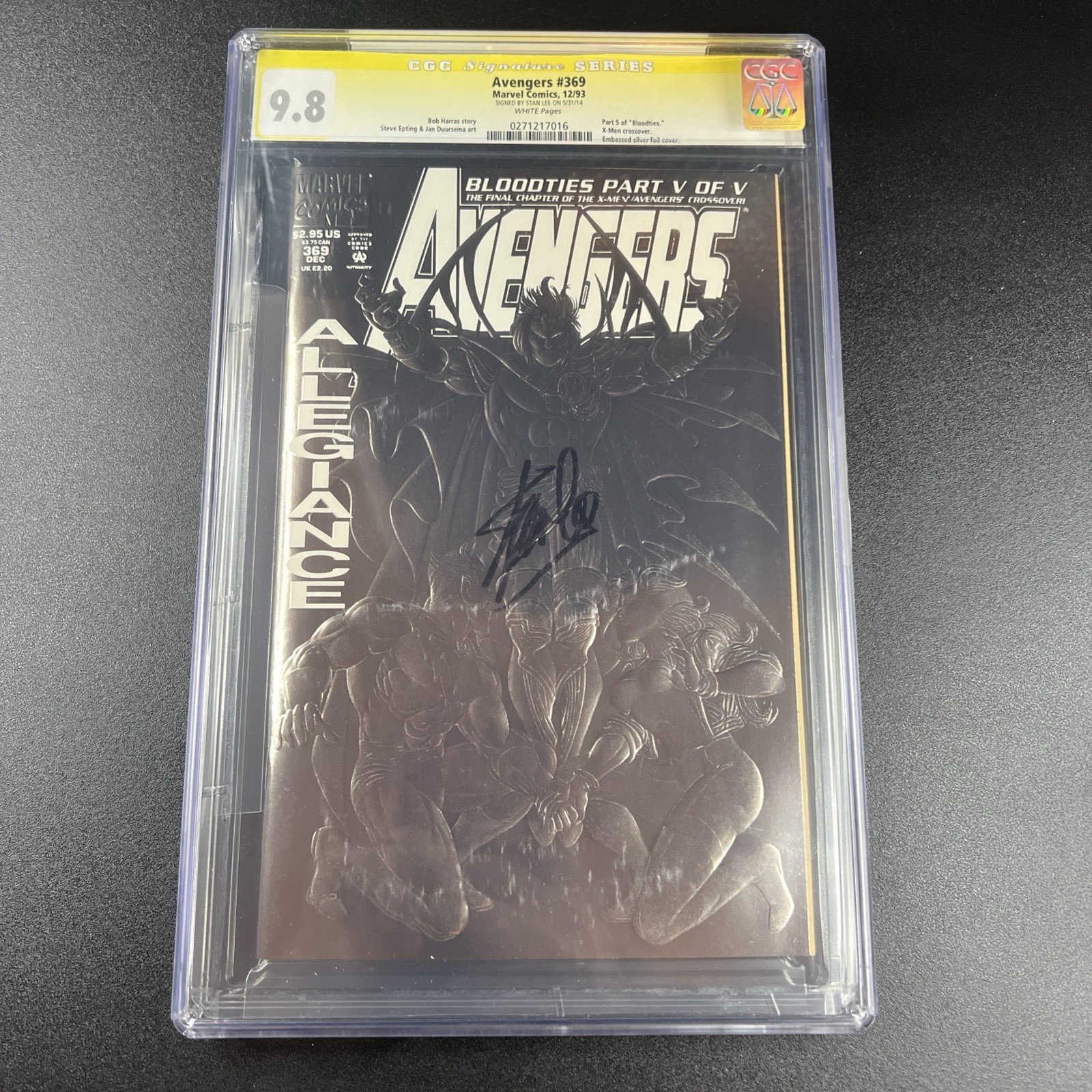 Avengers #369 CGC 9.8 NM/M Stan Lee Signed (Marvel, 1993) Embossed Cover Avengers #369 CGC 9.8 NM/M Stan Lee Signed (Marvel, 1993) Embossed Cover