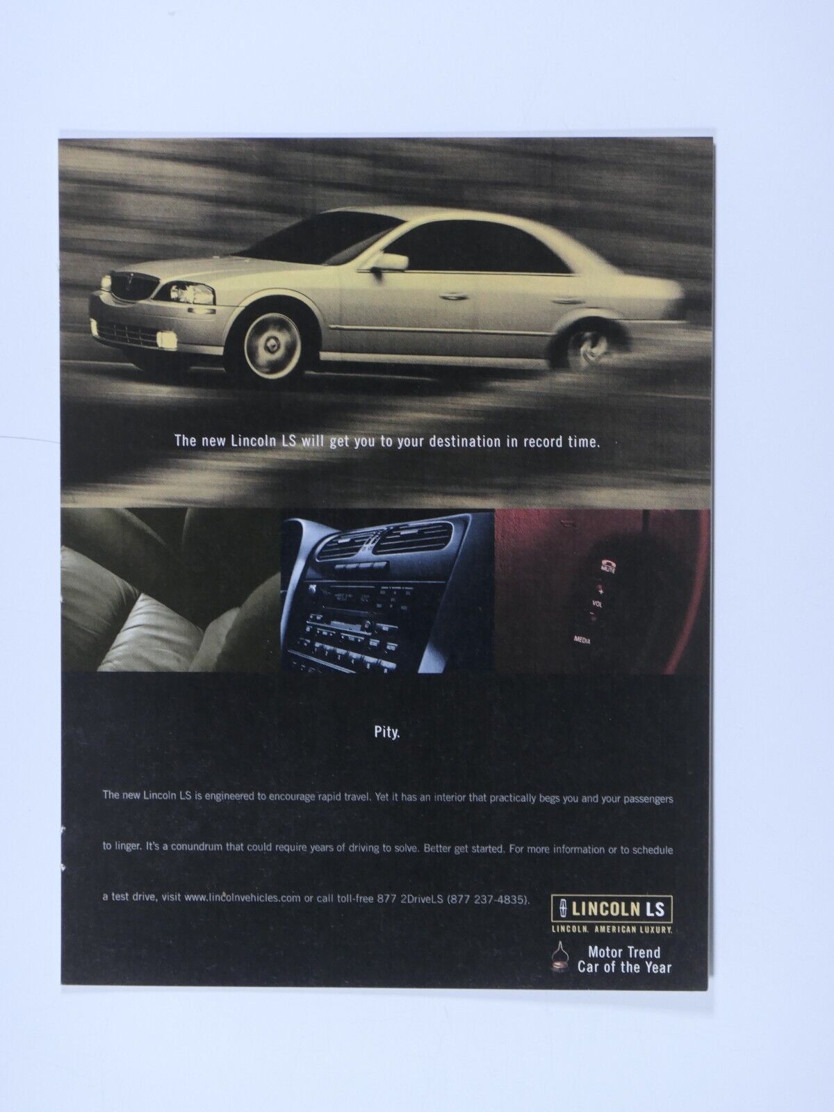 2000 Lincoln LS Vintage Motor Trend Car Of The Year Original Print Ad 8.5 x 11\