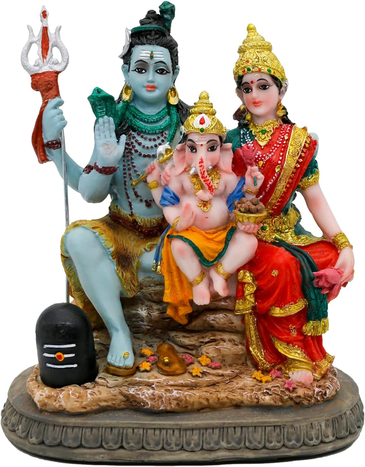 India God Shiva Family Statue - 6.1”H Hindu Idols Shiva Family Sculpture Shiva G