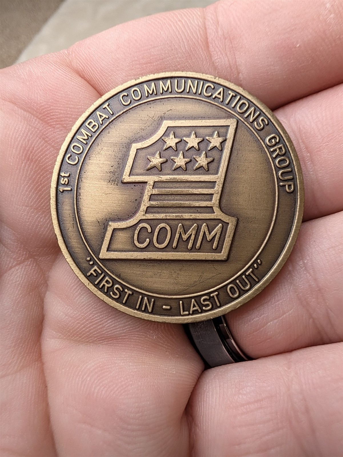 1st Combat Communications Group USAFE Challenge Coin First In Last Out Bronze 1st Combat Communications Group USAFE Challenge Coin First In Last Out Bronze