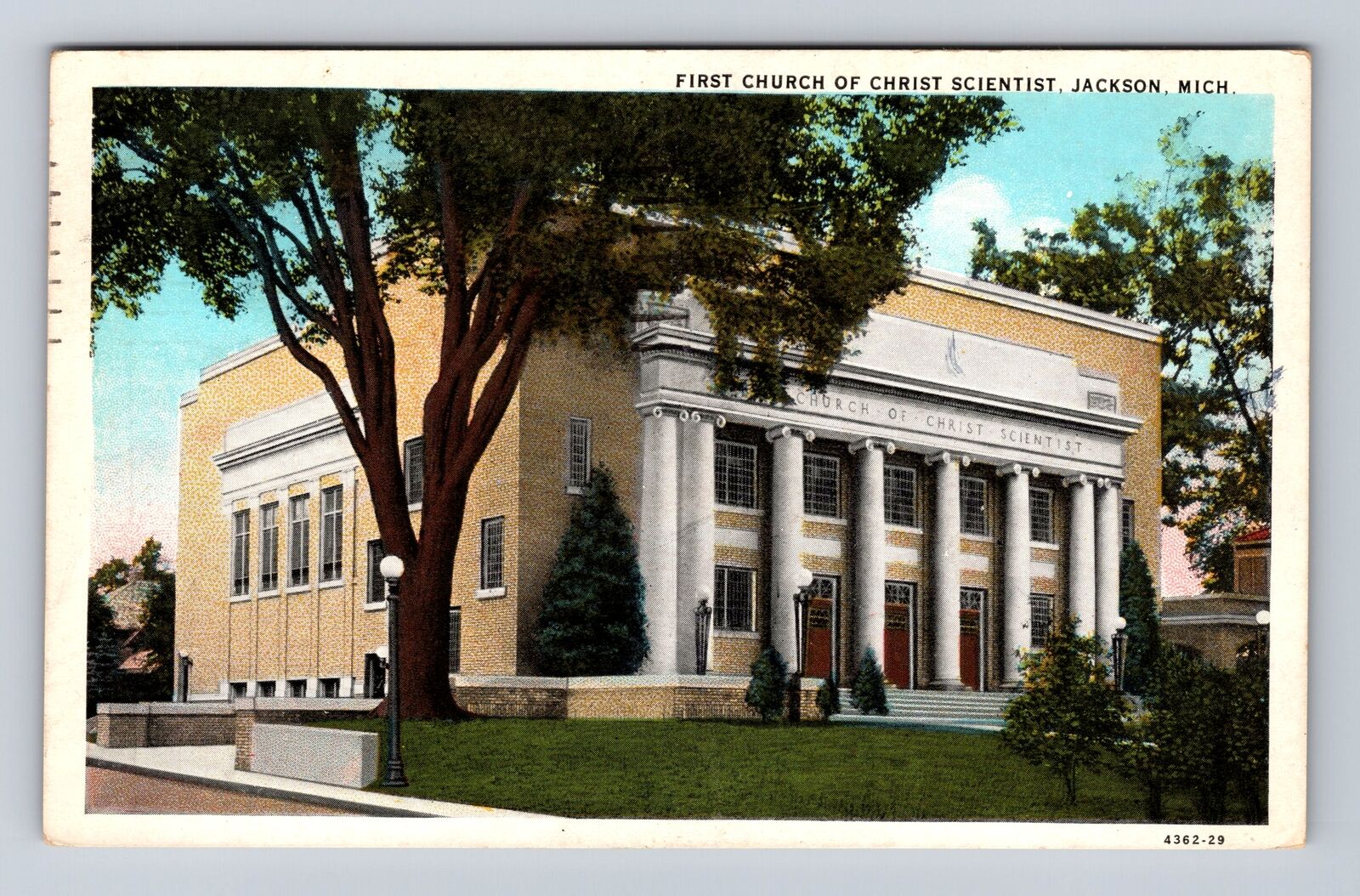 Jackson MI-Michigan, First Church of Christ Scientist, Vintage c1949 Postcard