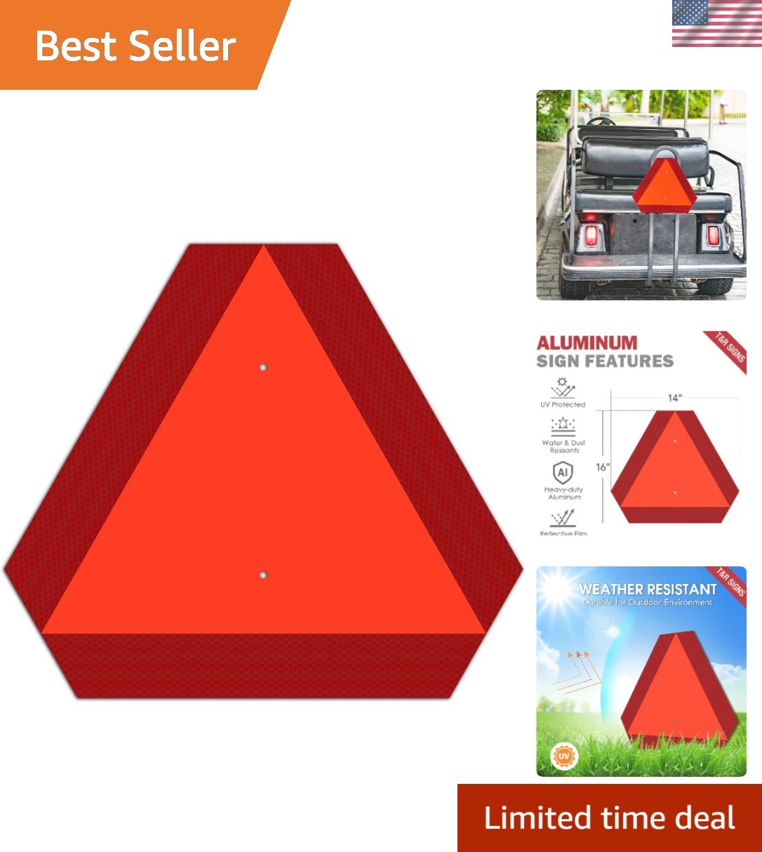 Durable 14x16 Inch Aluminum Safety Triangle Sign - UV & Weather Resistant