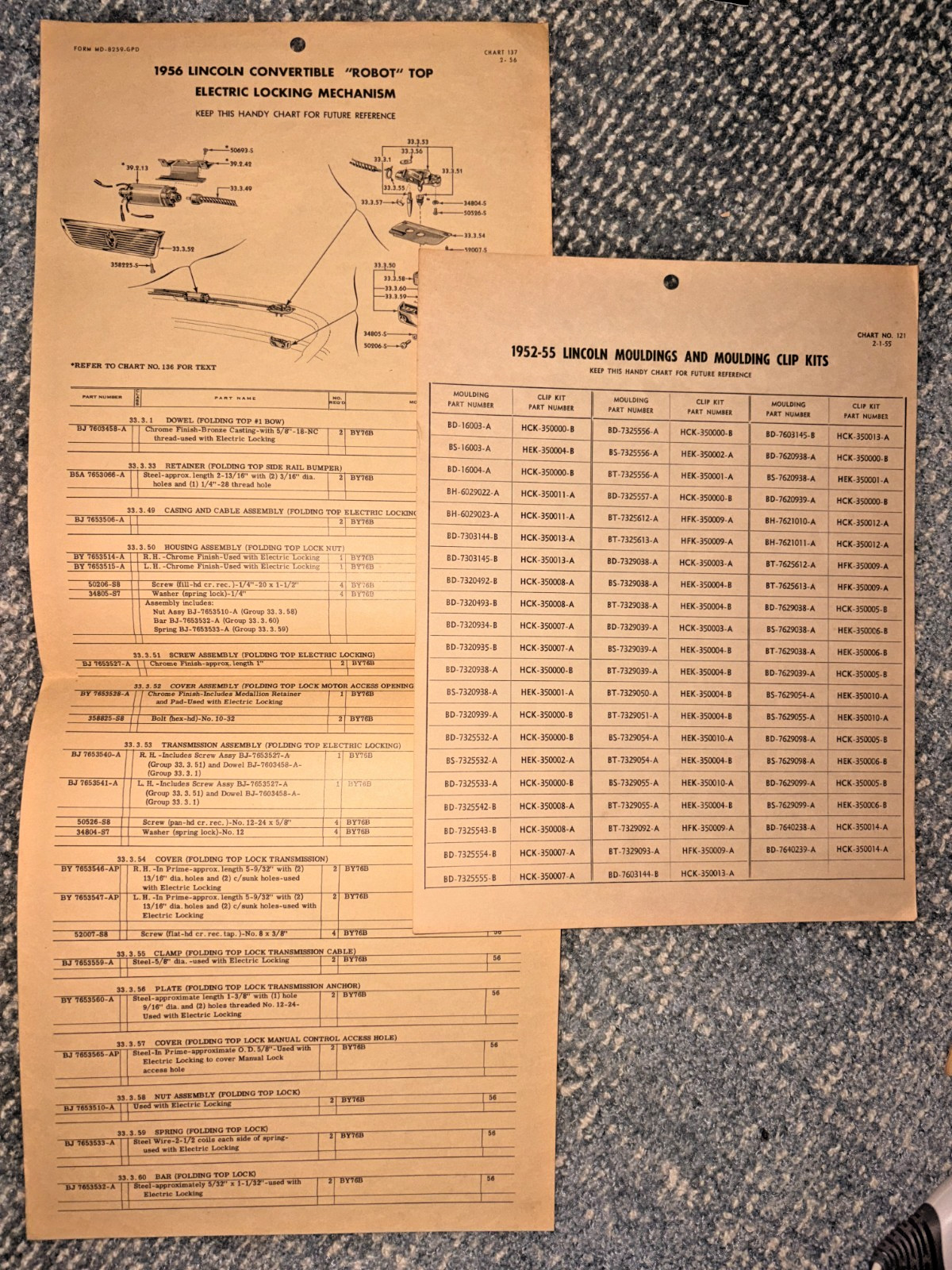 FREE SHIP 1950's Lincoln Mechanical Instruction Papers Automobilia