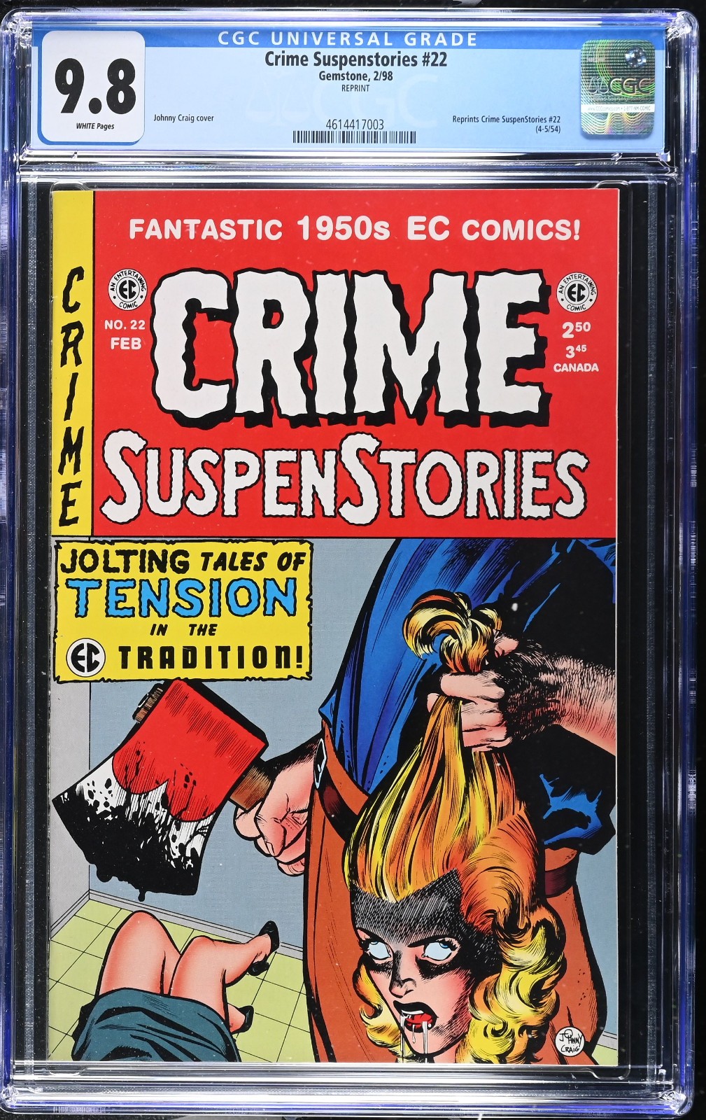 🔥 CRIME SUSPENSTORIES #22 (1998) CGC 9.8 — WHT PGS - Classic Severed Head Cover
