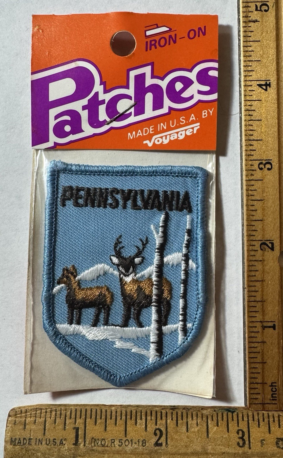 Vintage Pennsylvania State Deer Buck Snow Iron On Patch Voyager Travel Souvenir Vintage Pennsylvania State Deer Buck Snow Iron On Patch Voyager Travel Souvenir