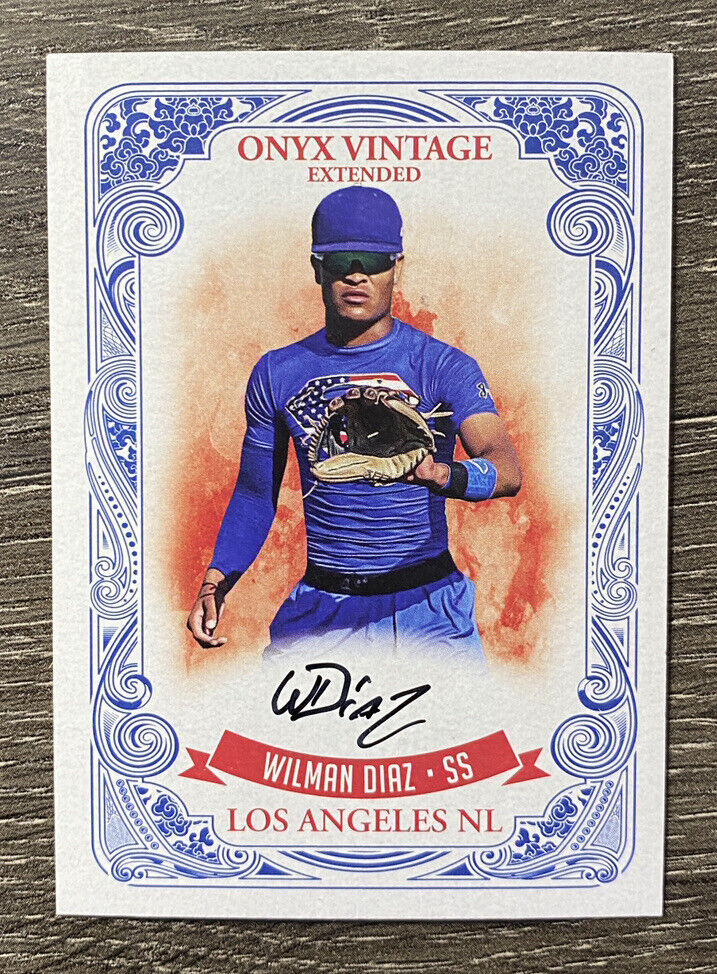 2021 Onyx Vintage Extended Wilman Diaz Auto On Card Black Ink /5 SSP LA Dodgers