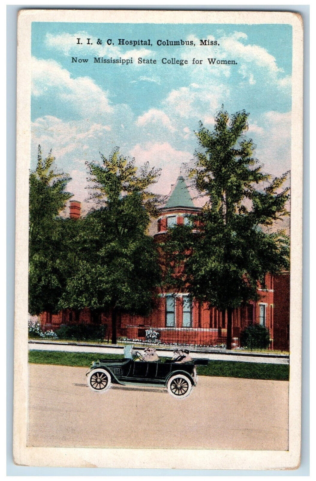 I.I. & C. Hospital Columbus Building Frontview Mississippi MS Vintage Postcard