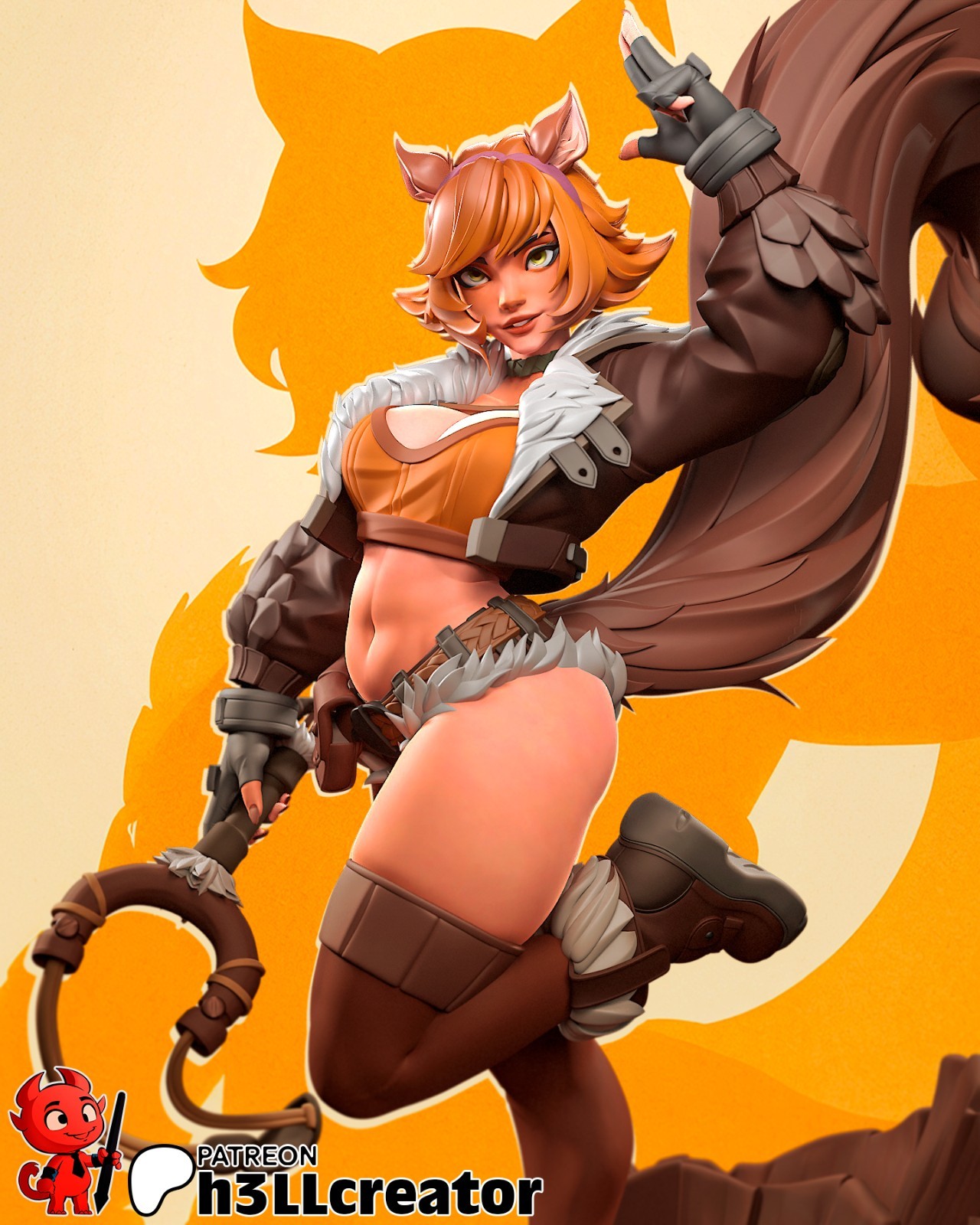 Squirrel Girl Figurine Marvel Rivals Hand Painted Model / DIY Kit 11pcs