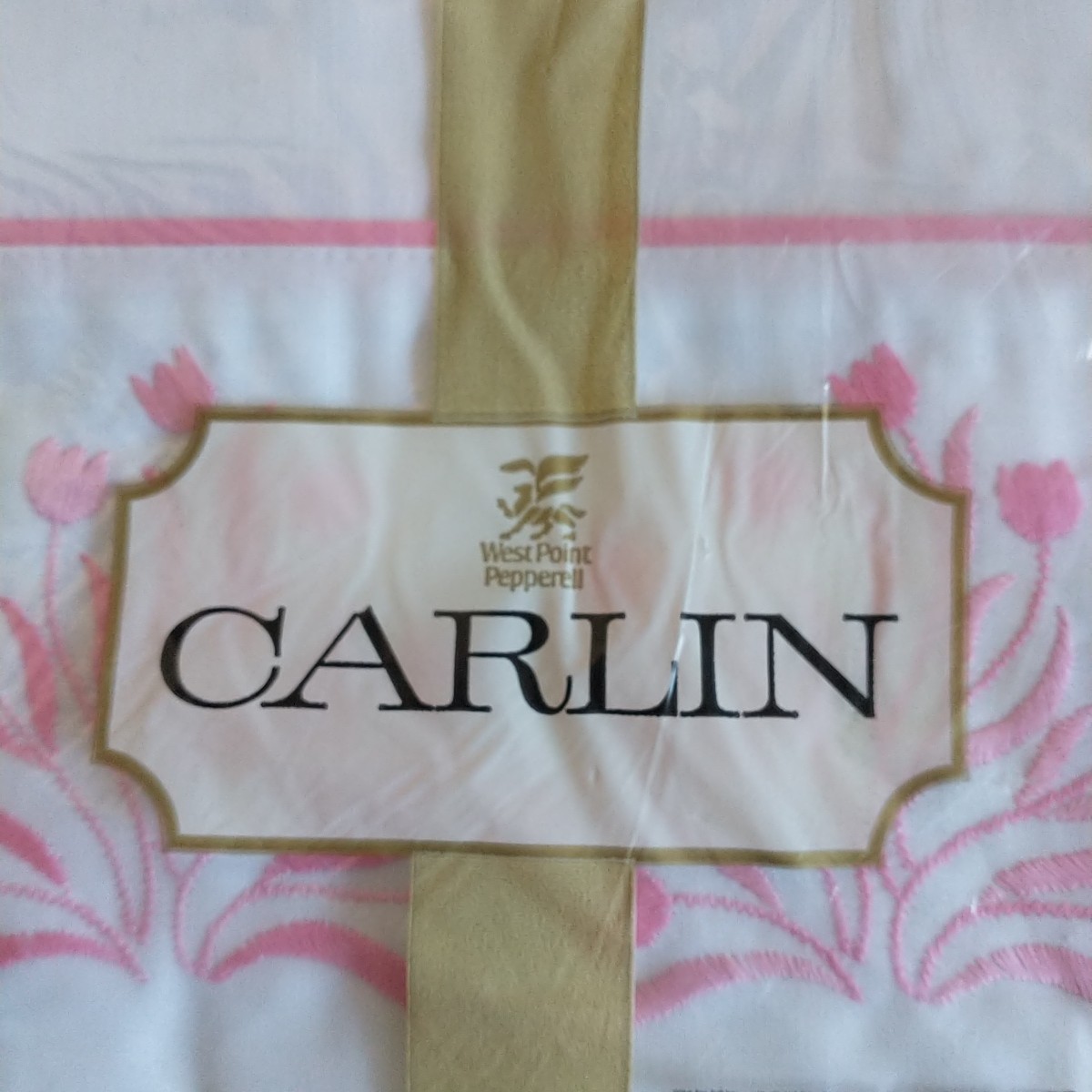 New VTG Carlin West Point Pepperell Flat Sheet White Pink Embroidered Twin XLong