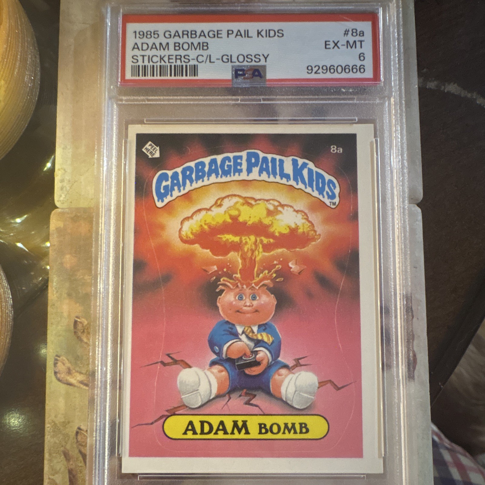 Topps 1985 Garbage Pail Kids Adam Bomb #8a Sticker/Checklist PSA 6 92960666