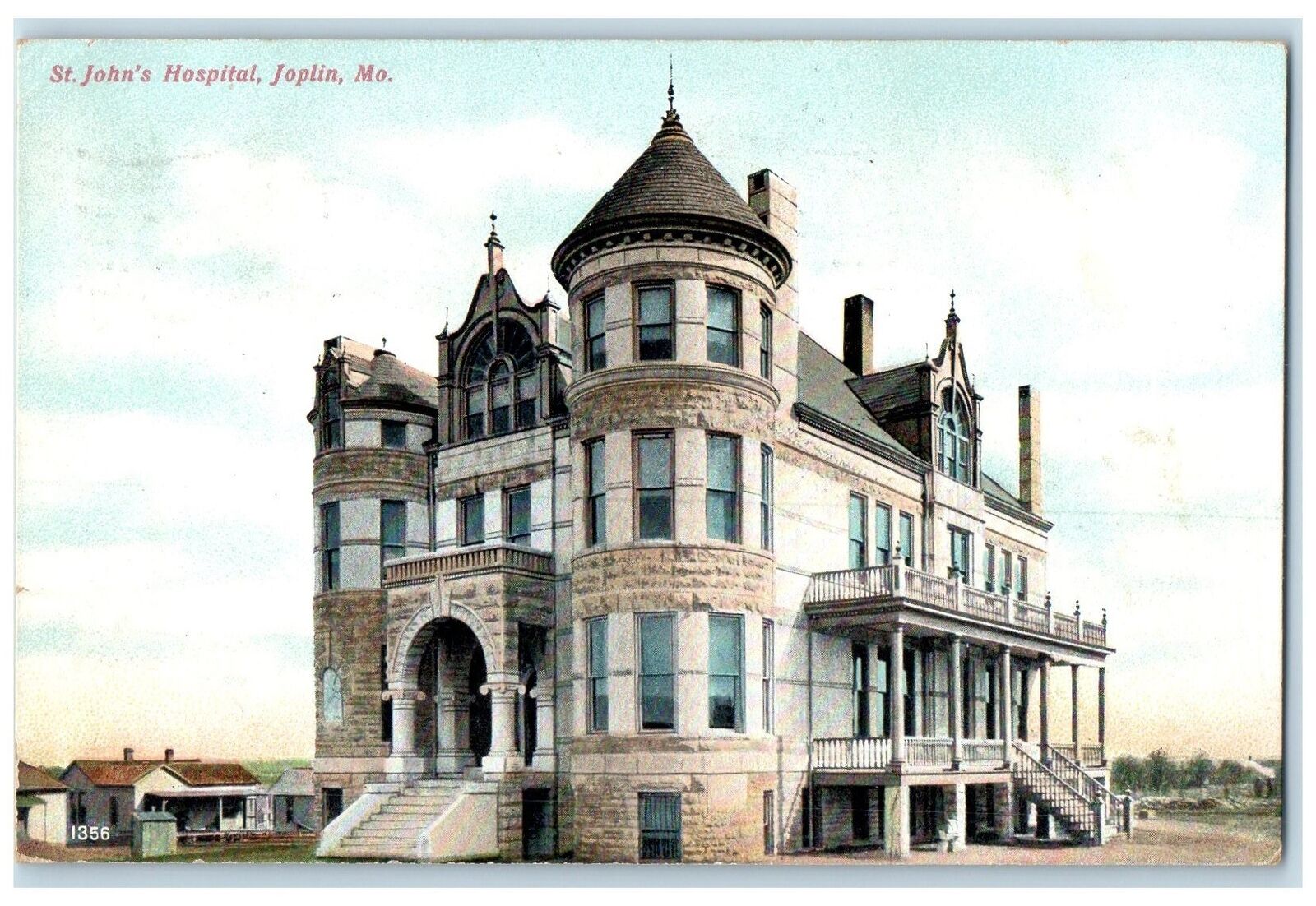 1907 St. John\'s Hospital Building Steps Entrance Joplin Missouri MO Postcard