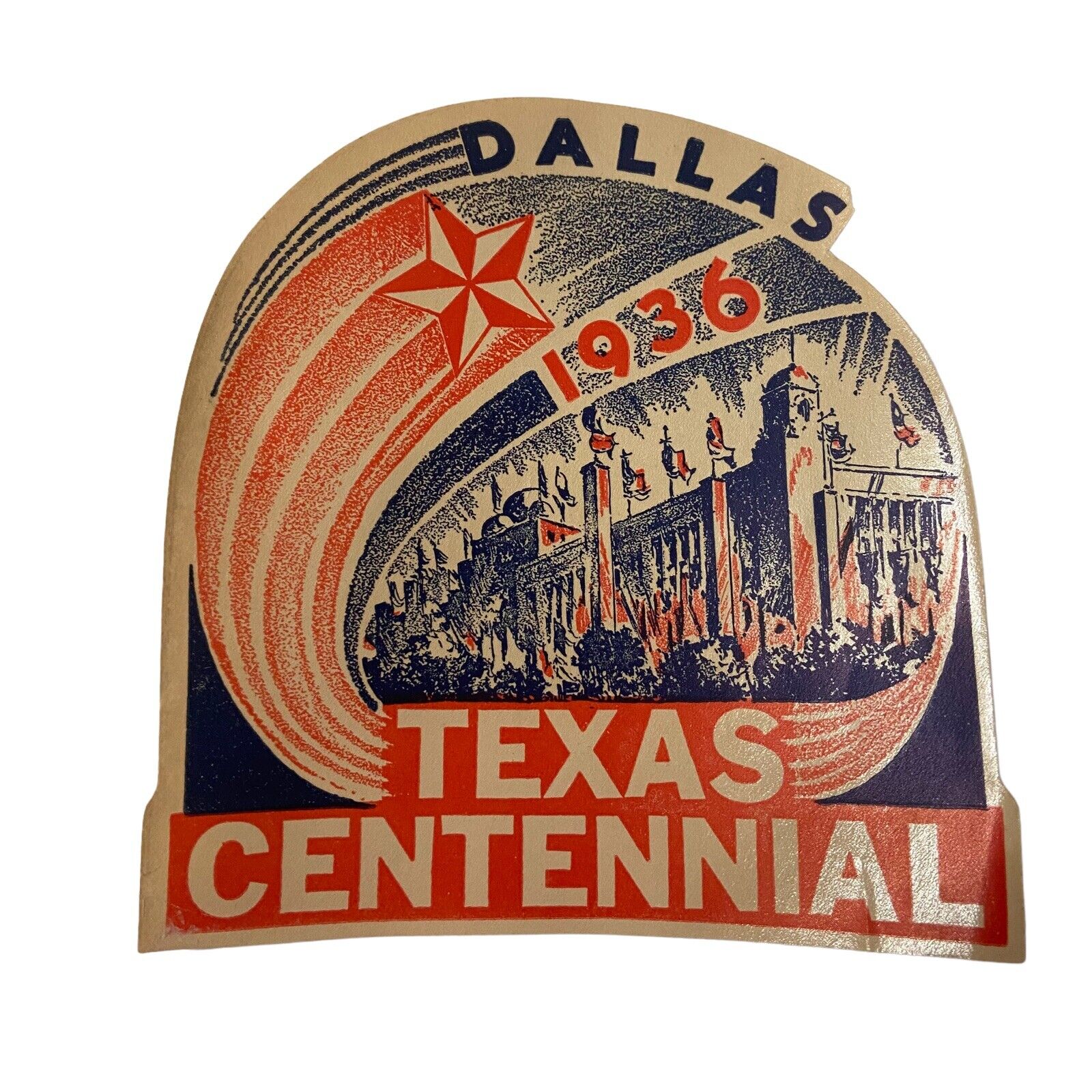 1936 World's Fair Dallas Texas Centennial Exposition Luggage Label Sticker
