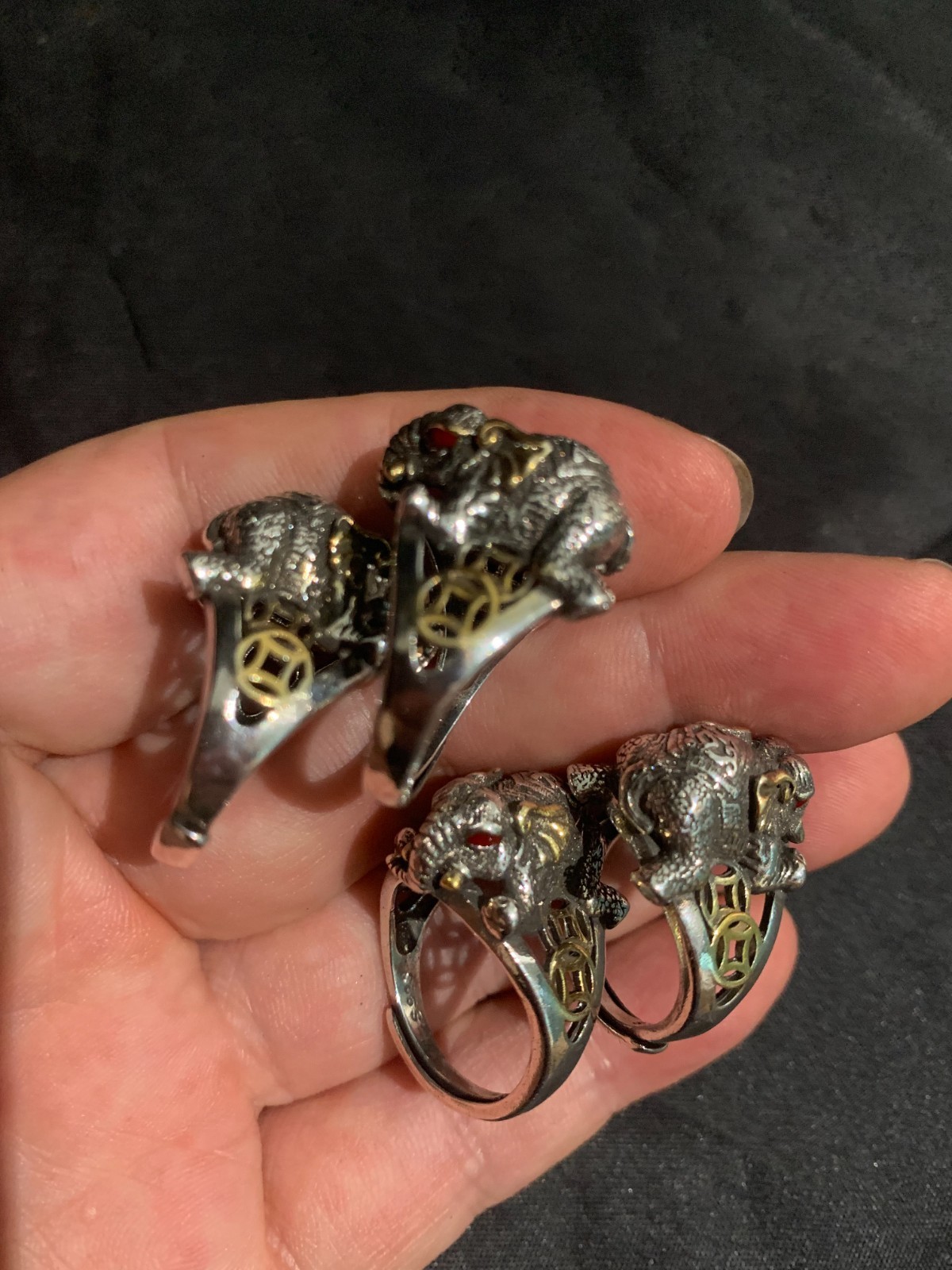4 Pcs WOW Hand Made Tibetan Silver *Elephant* Rings 4 Pcs WOW Hand Made Tibetan Silver *Elephant* Rings