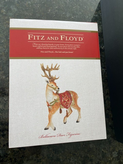 Fitz & Floyd Large Bellacara Deer Figurine Reindeer Christmas 2016 NIB 15\ Fitz & Floyd Large Bellacara Deer Figurine Reindeer Christmas 2016 NIB 15\