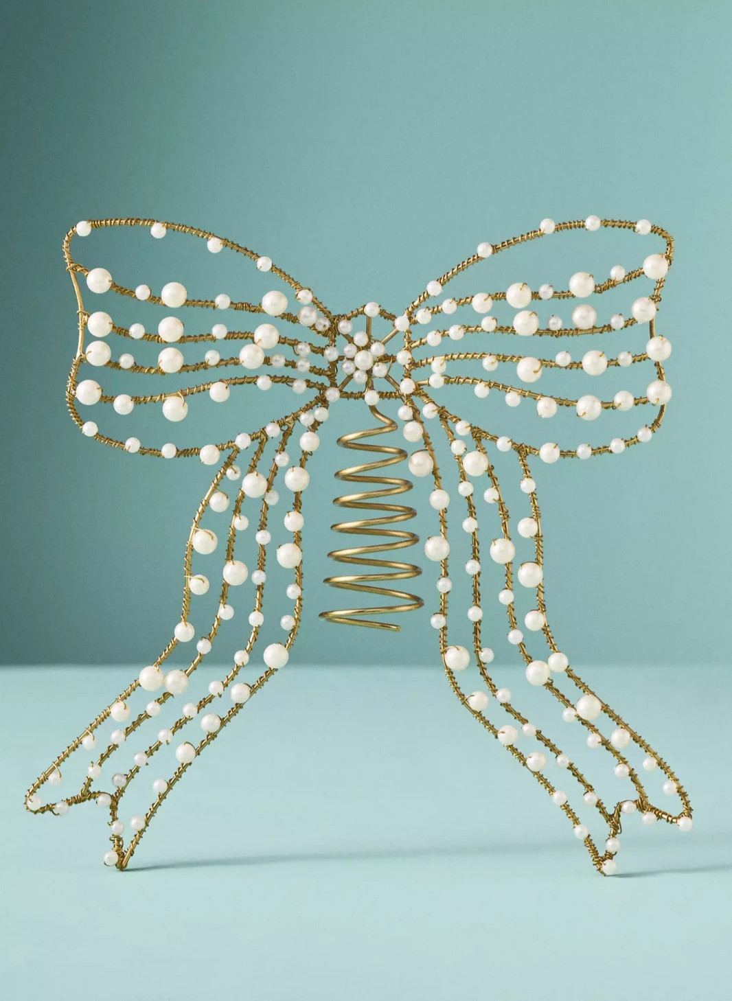 NWT Anthropologie Pearl Metal Bow Christmas Tree Topper Holiday NWT Anthropologie Pearl Metal Bow Christmas Tree Topper Holiday