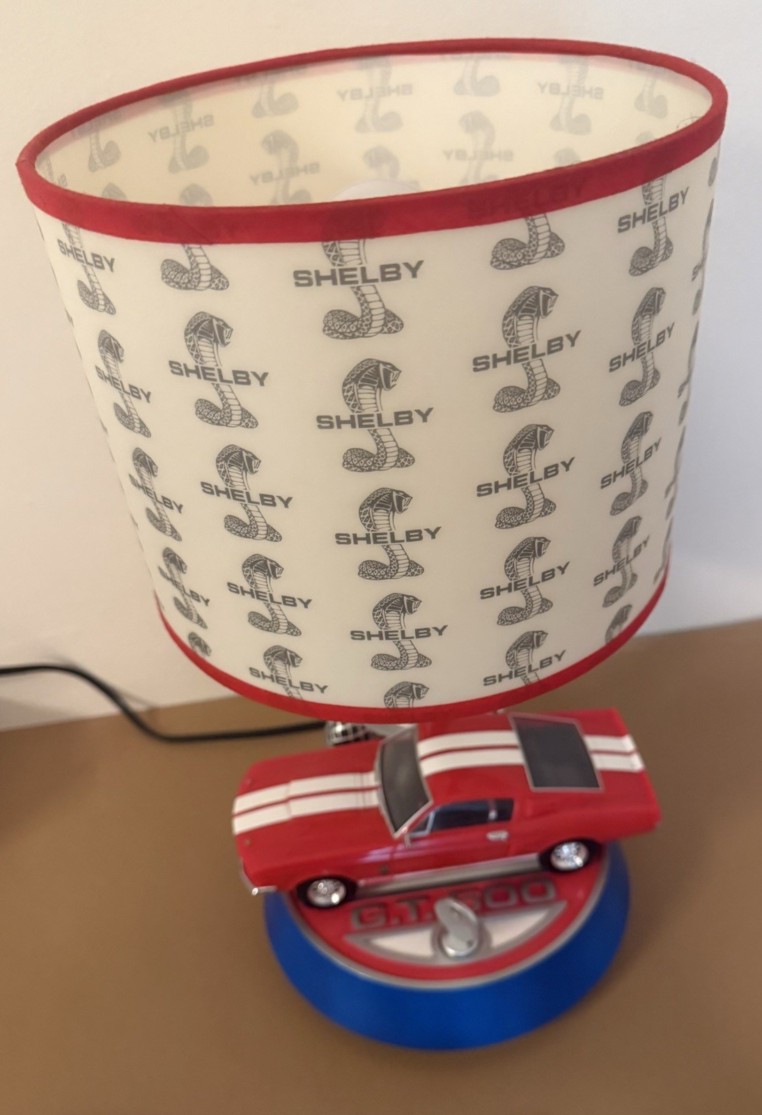 VINTAGE King America Ford Mustang Shelby GT500 Table Lamp Cobra Shade No Sound VINTAGE King America Ford Mustang Shelby GT500 Table Lamp Cobra Shade No Sound