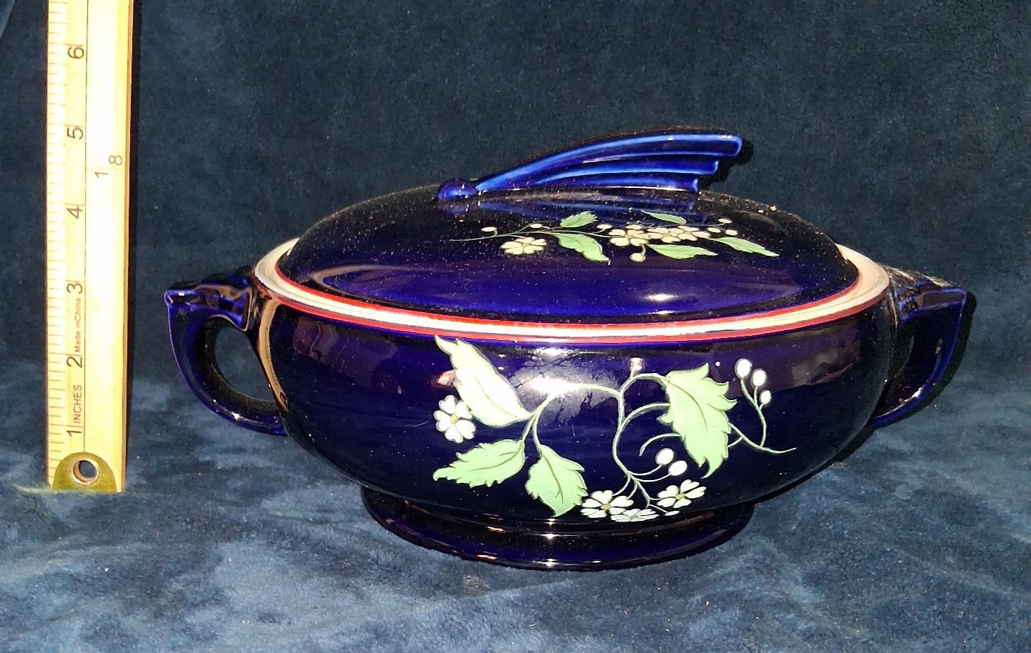 Vtg Hall China Cobalt Blue Garden Sundial Covered Casserole Dish 2068 Vtg Hall China Cobalt Blue Garden Sundial Covered Casserole Dish 2068