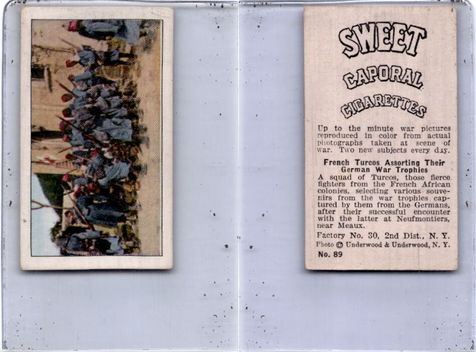 T121 Sweet Caporal, World War I Scenes, 1914, #89 French Troops T121 Sweet Caporal, World War I Scenes, 1914, #89 French Troops