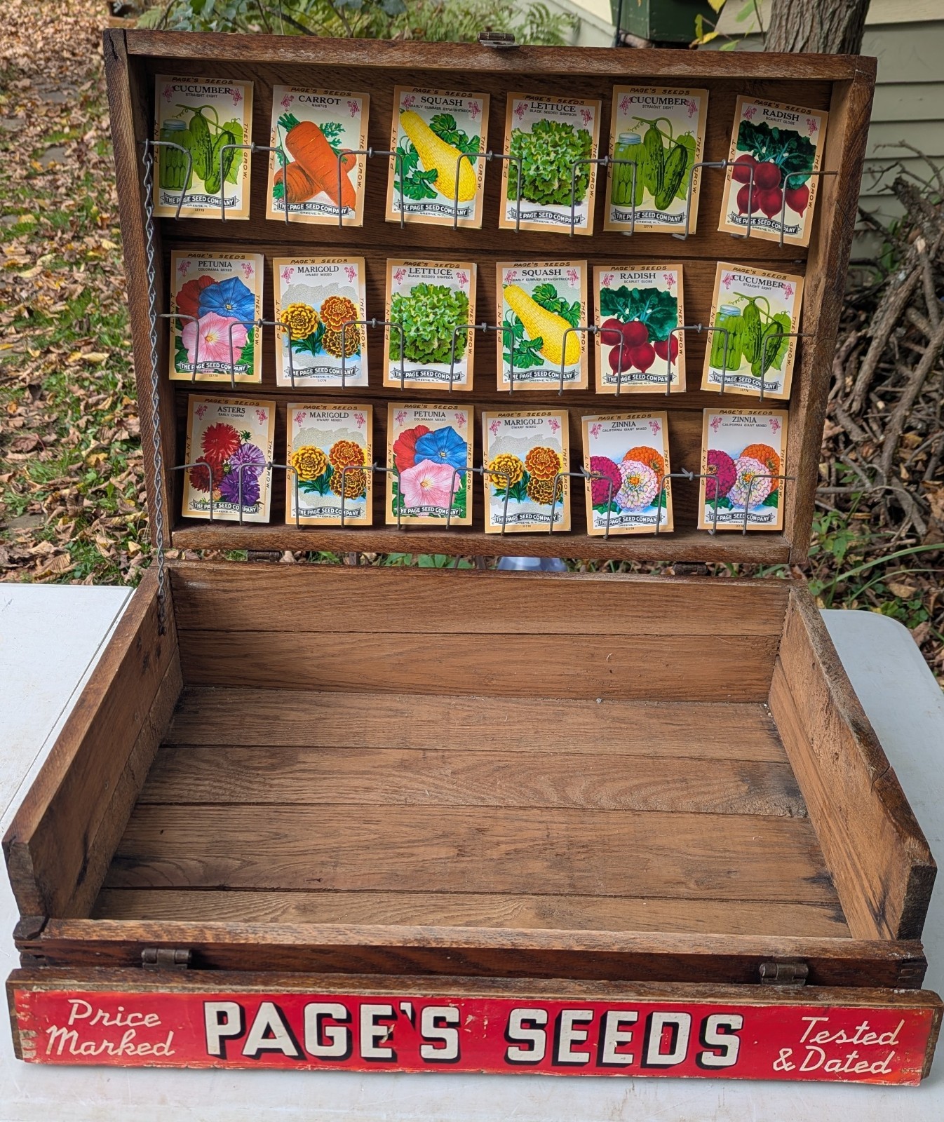 Rare Antique Pages Seeds Greene NY Flower Vegetable Seed Packet Oak Box Rack Rare Antique Pages Seeds Greene NY Flower Vegetable Seed Packet Oak Box Rack