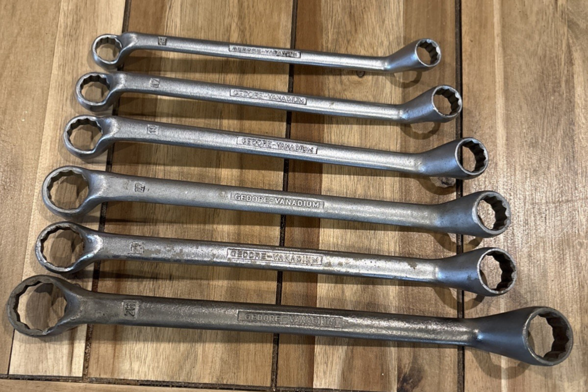 Gedore 6 Pc Vanadium No 2, Metric Box-End Offset Wrenches 14mm - 26mm Germany Gedore 6 Pc Vanadium No 2, Metric Box-End Offset Wrenches 14mm - 26mm Germany