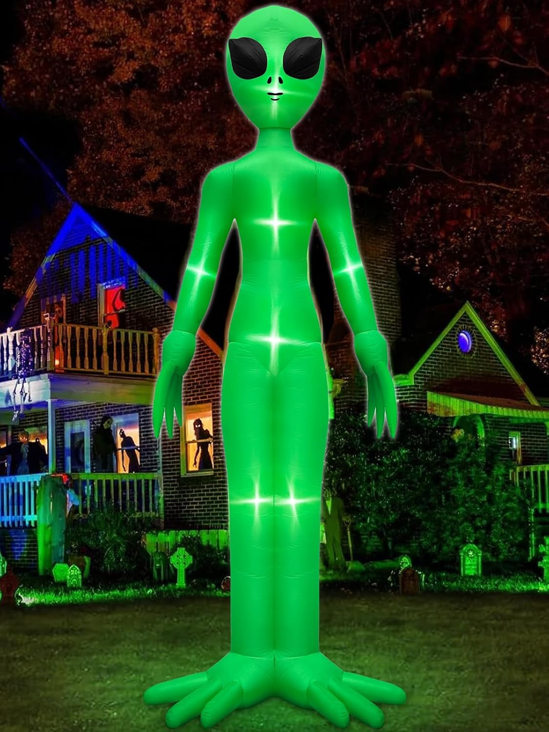 14 Ft Giant Halloween Inflatable Alien Decoration with Built-In Leds 14 Ft Giant Halloween Inflatable Alien Decoration with Built-In Leds