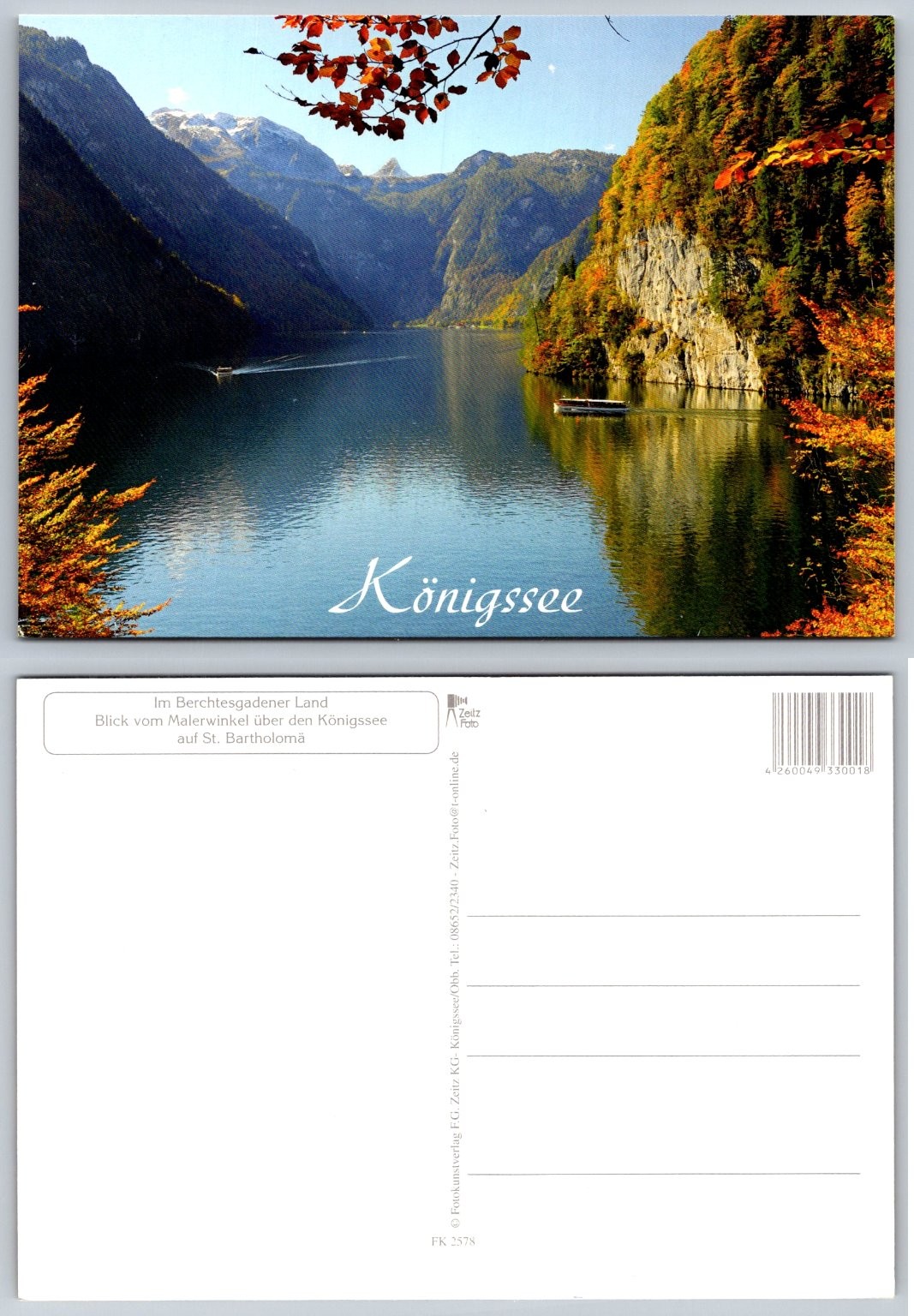 Königssee Berchtesgadener Land Germany Scenic Autumn Photo Postcard Königssee Berchtesgadener Land Germany Scenic Autumn Photo Postcard