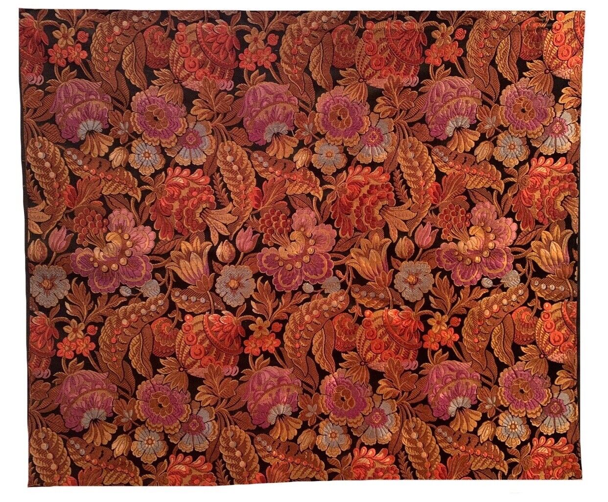 Beautiful rare Napoleon III 1860 French woven silk textile fabric 1696