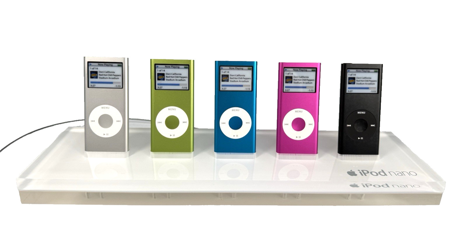 Apple Store Display iPod Nano 2nd Gen 5-Unit Acrylic Tray Dummy Set 2006 Vintage Apple Store Display iPod Nano 2nd Gen 5-Unit Acrylic Tray Dummy Set 2006 Vintage