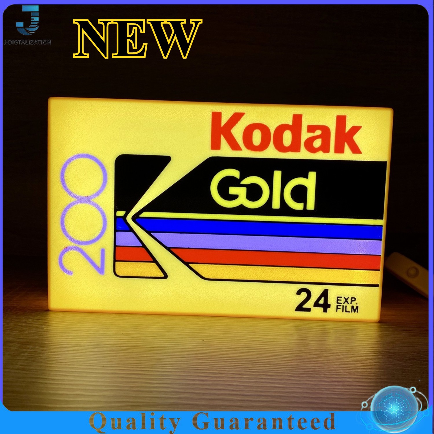 3D Printed USB LED Lamp Kodak Gold 200 Film Logo Light Box Neon Sign Art Display
