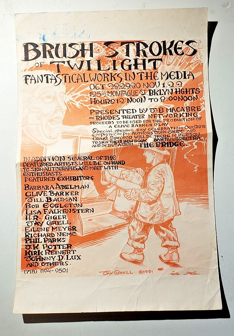 VINTAGE 1991 BRUSH STROKES OF TWILIGHT ART SHOW FLYER HR GIGER / CLIVE BARKER VINTAGE 1991 BRUSH STROKES OF TWILIGHT ART SHOW FLYER HR GIGER / CLIVE BARKER