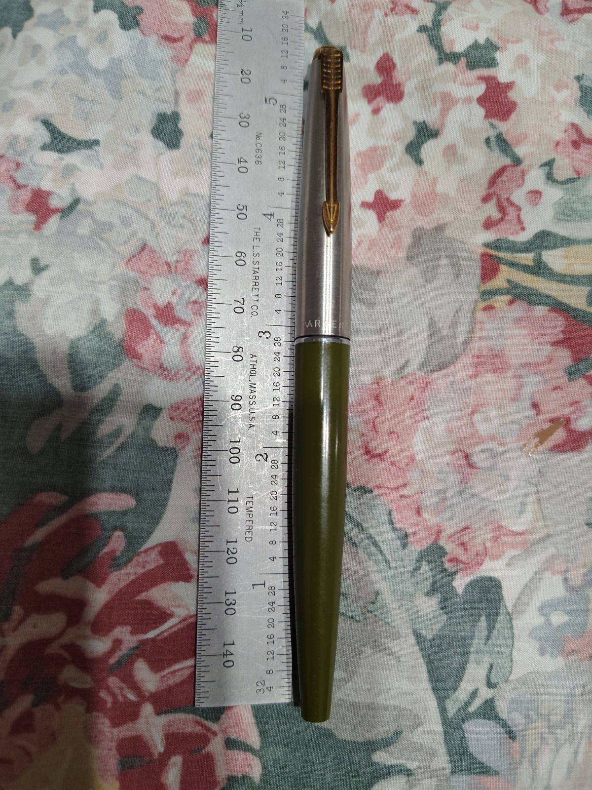 Parker 45 Stainless Steel & Olive Green Medium Stainless Steel Nib Fountain pen 