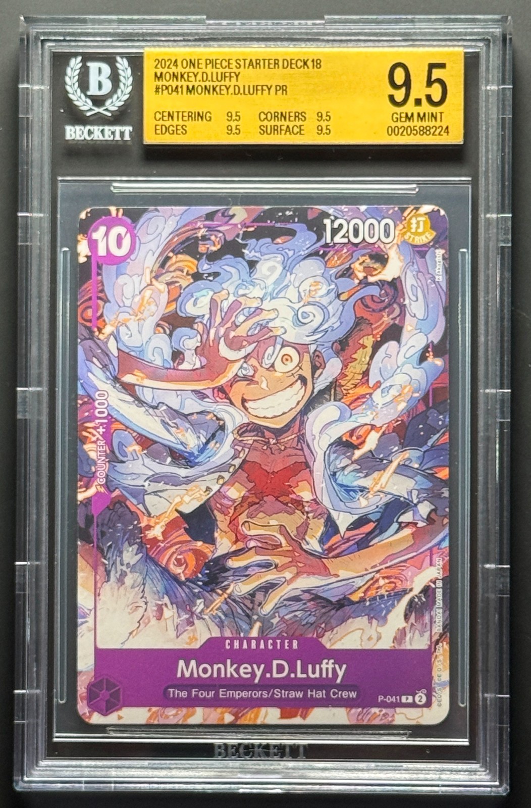 2024 ONE PIECE STARTER DECK 18 #P041 MONKEY D. LUFFY BGS 9.5 2024 ONE PIECE STARTER DECK 18 #P041 MONKEY D. LUFFY BGS 9.5