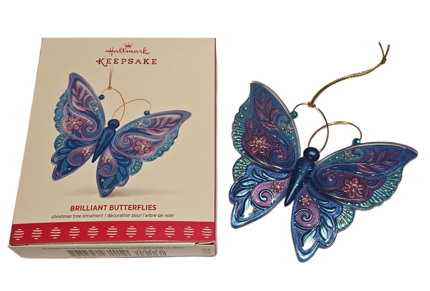 2017 Hallmark Blue Brilliant Butterflies 1st in the Series Christmas Ornament