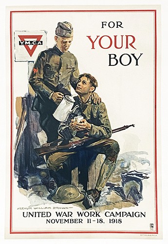 Original WWI US YMCA Poster - For Your Boy WMCA - Arthur William Brown Original WWI US YMCA Poster - For Your Boy WMCA - Arthur William Brown